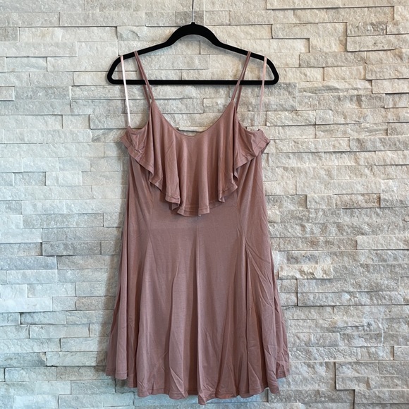 Dusty Rose Layered Ruffle Cami Dress with Spaghetti Straps - Picture 11 of 11
